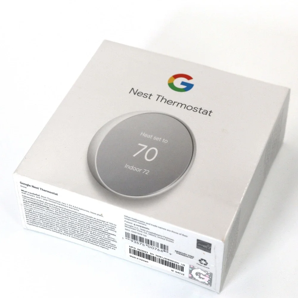 NEW Google Nest Smart Thermostat Snow White GA01334-US WiFi Energy Star Sealed